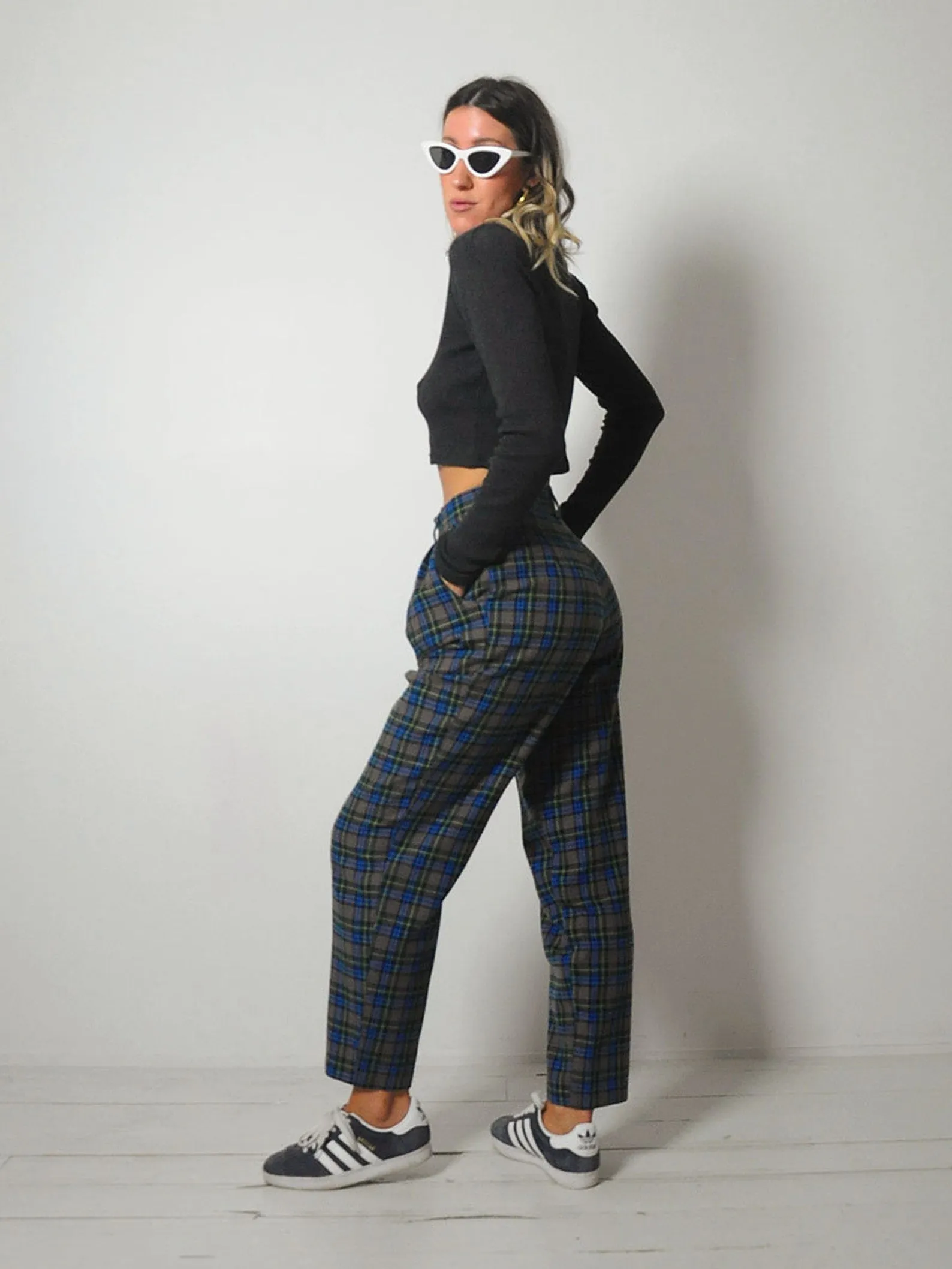 1980's Italian Plaid Trousers 26x29