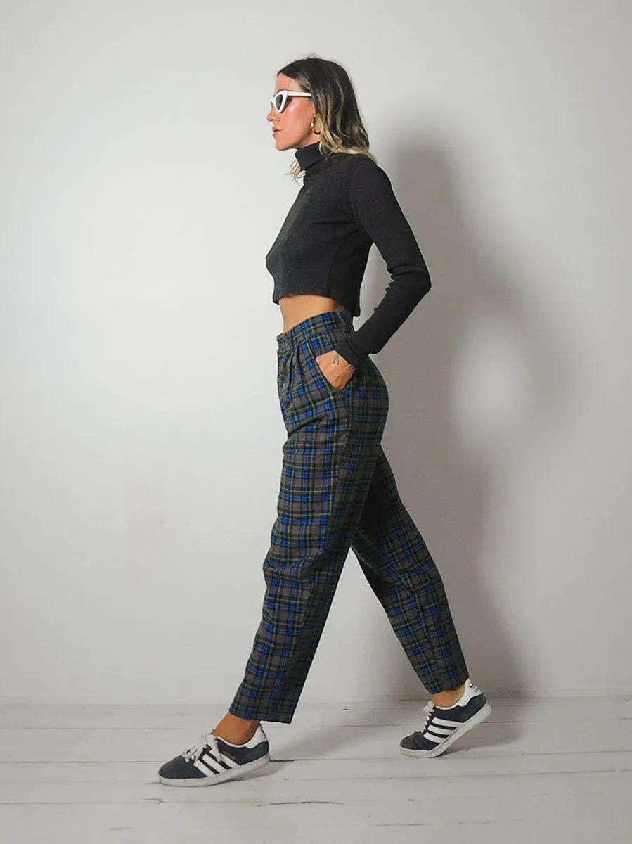 1980's Italian Plaid Trousers 26x29