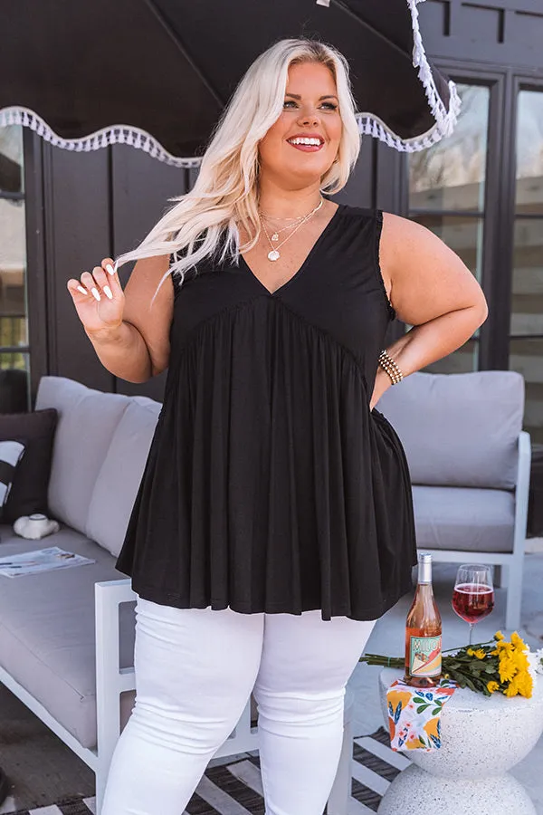 Adley Babydoll Shift Tank In Black Curves