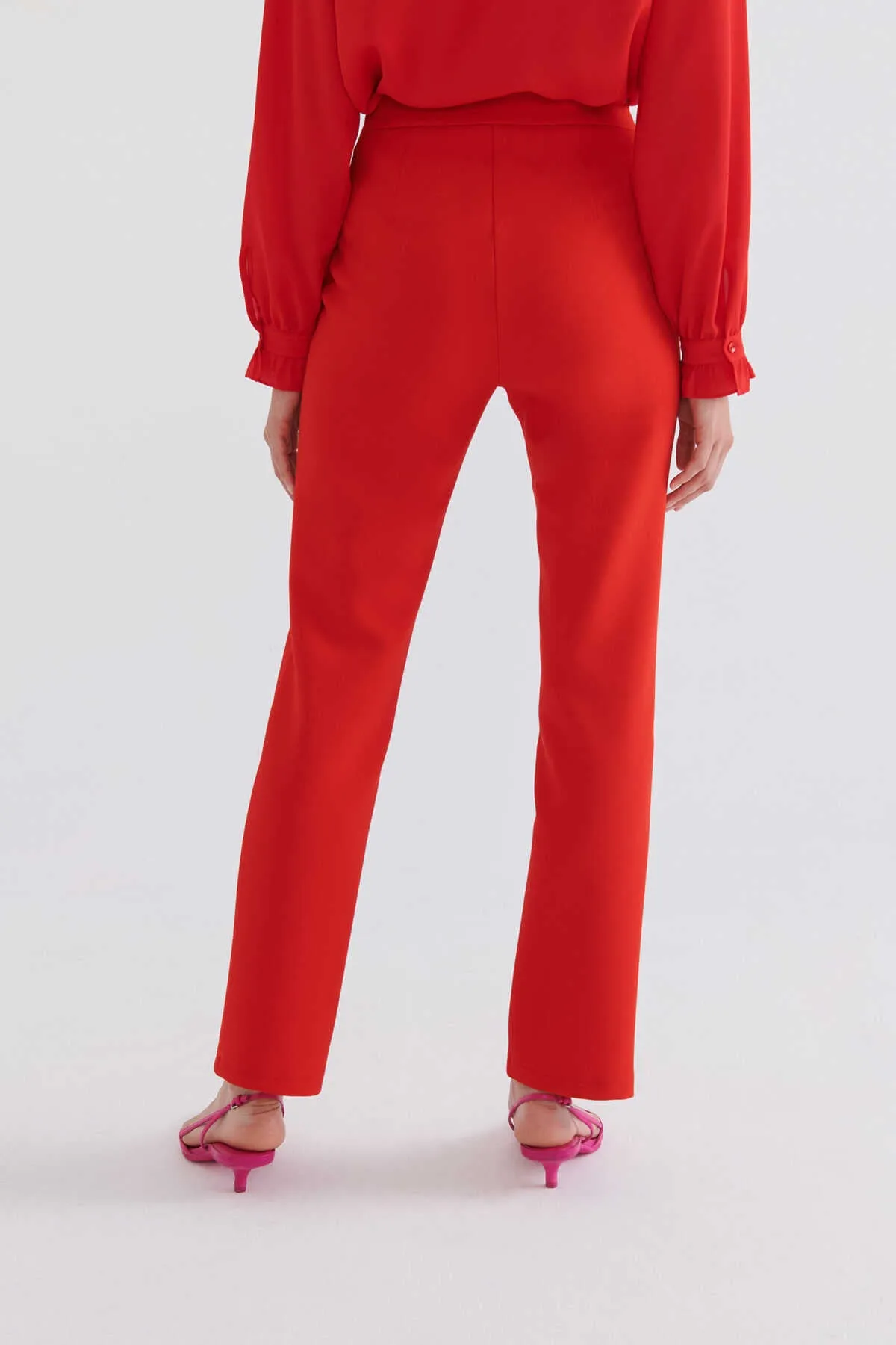 Asymmetrical Trousers Red