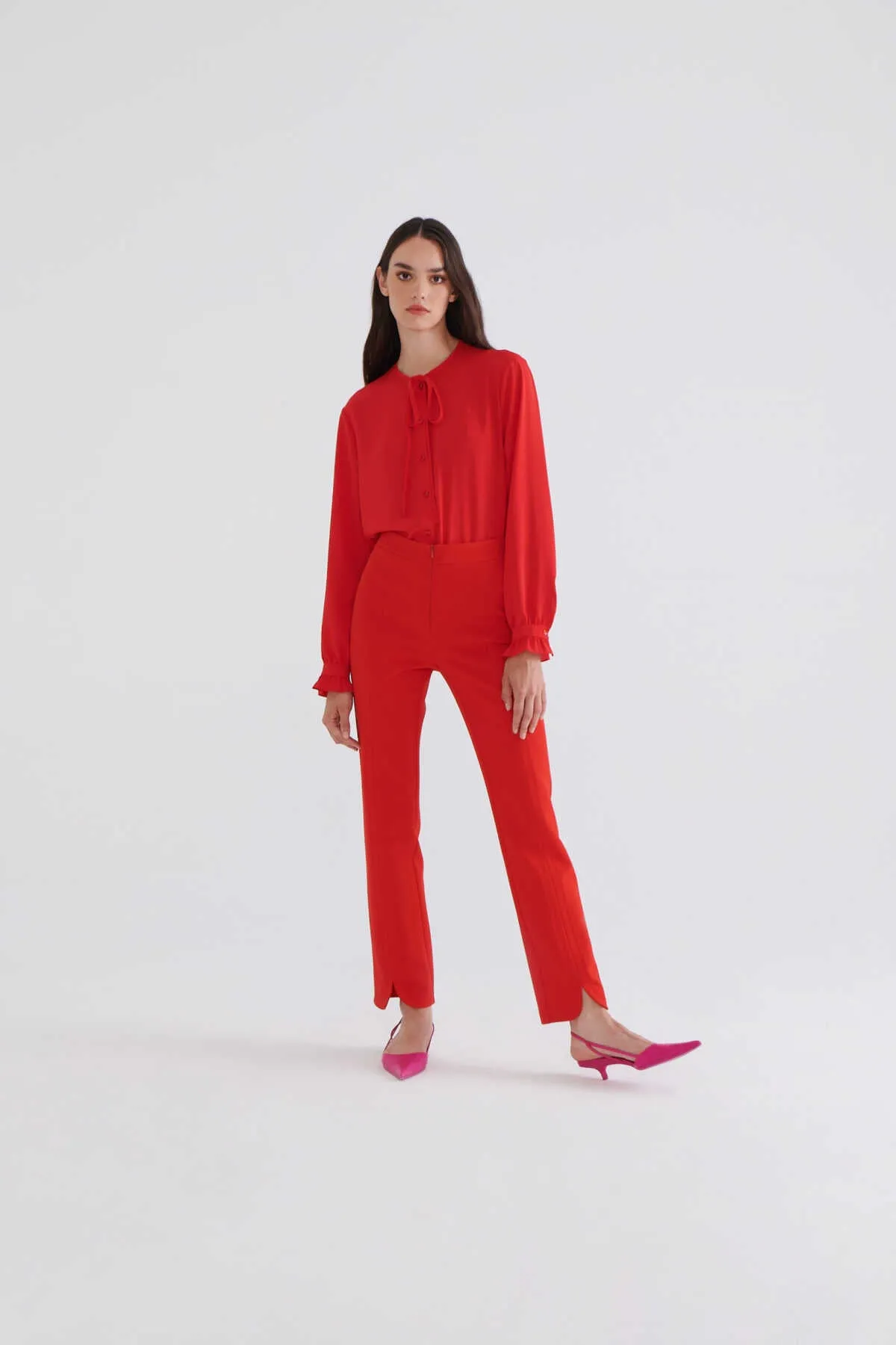 Asymmetrical Trousers Red