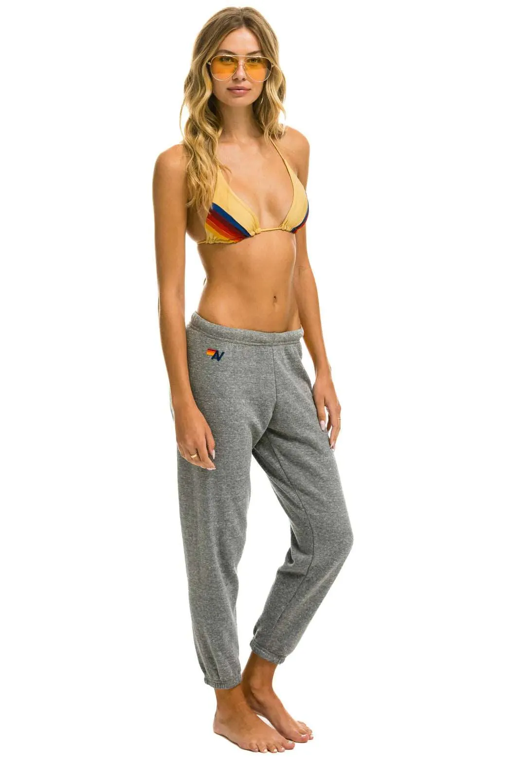 Aviator Nation Women's 5 Stripe Sweatpants - Heather Grey