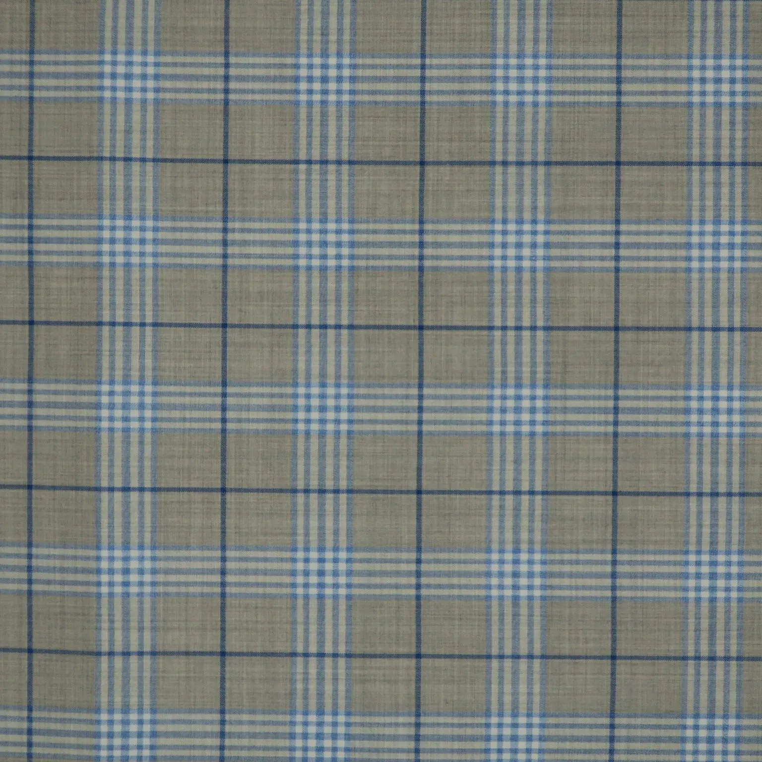 Beige and Blue Tartan Super 130's Blue Shine Blend Ariston Fabric