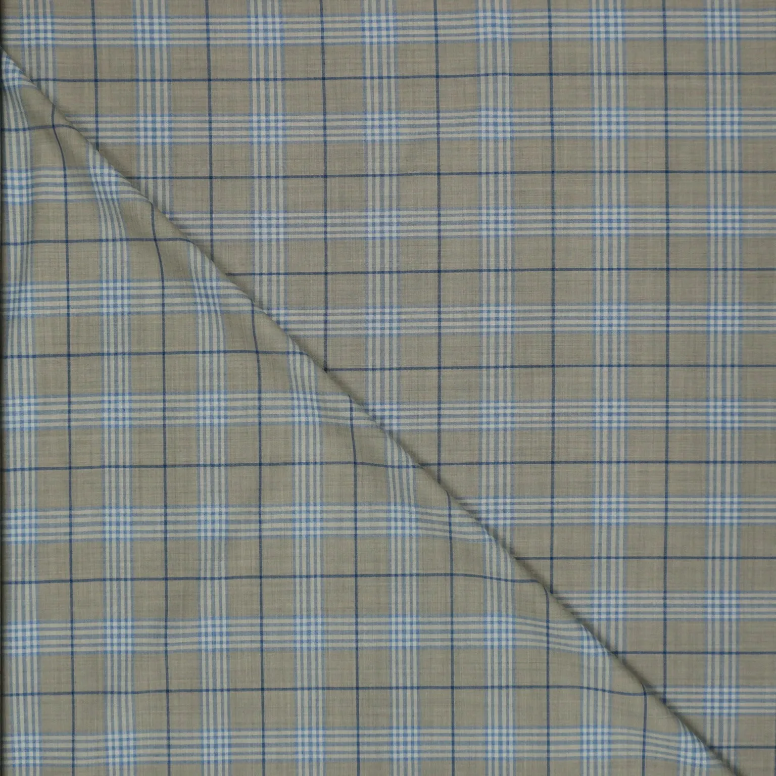 Beige and Blue Tartan Super 130's Blue Shine Blend Ariston Fabric