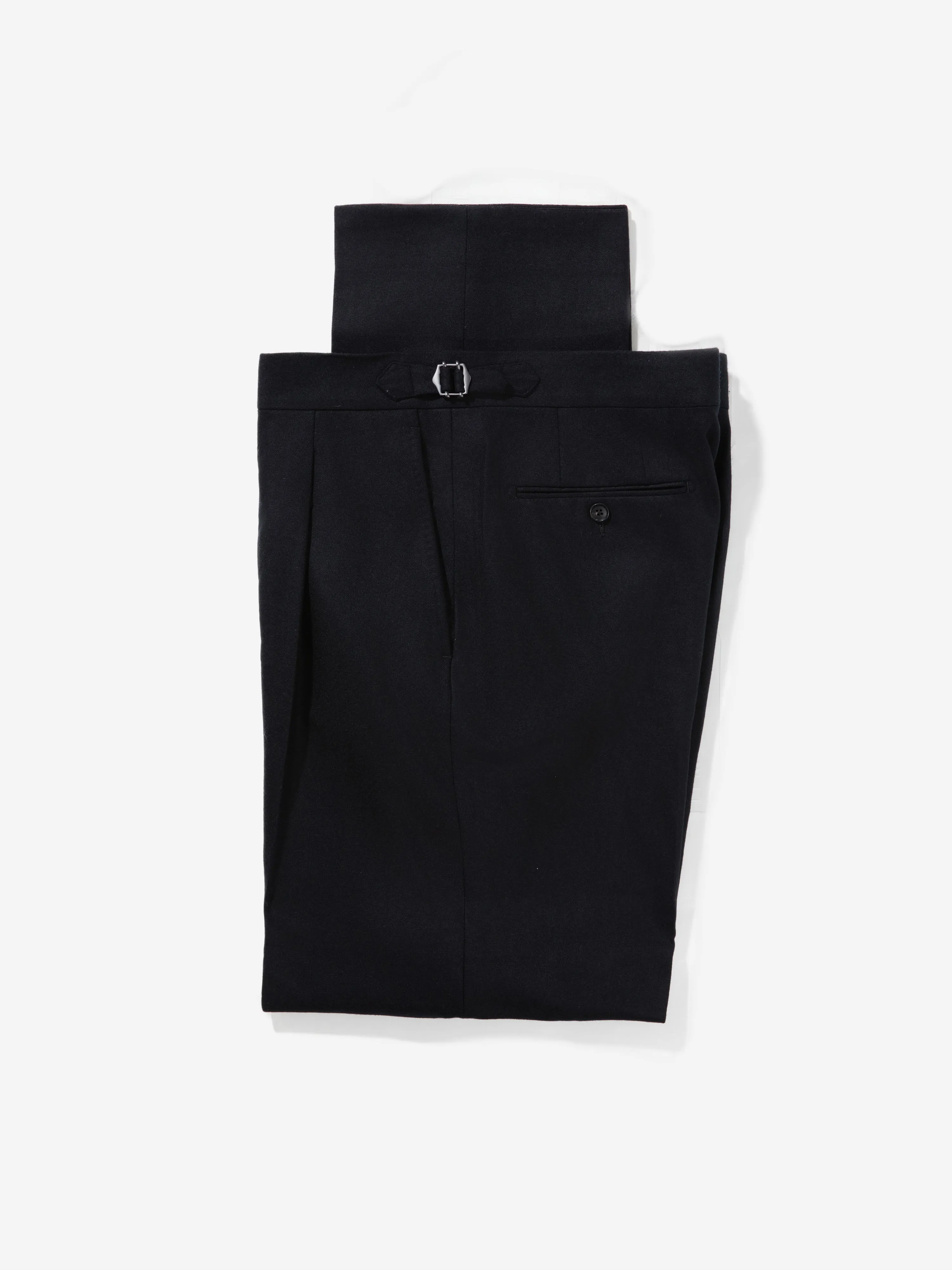 Black Flannel Wool Oscar Trousers (Wide Fit)