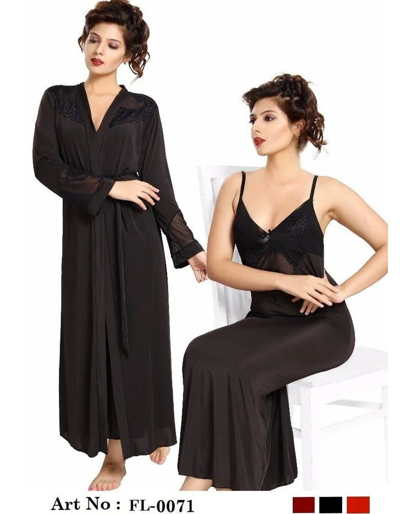 Black Nighty - FL-0071 - Flourish 2 Piece Nightwear