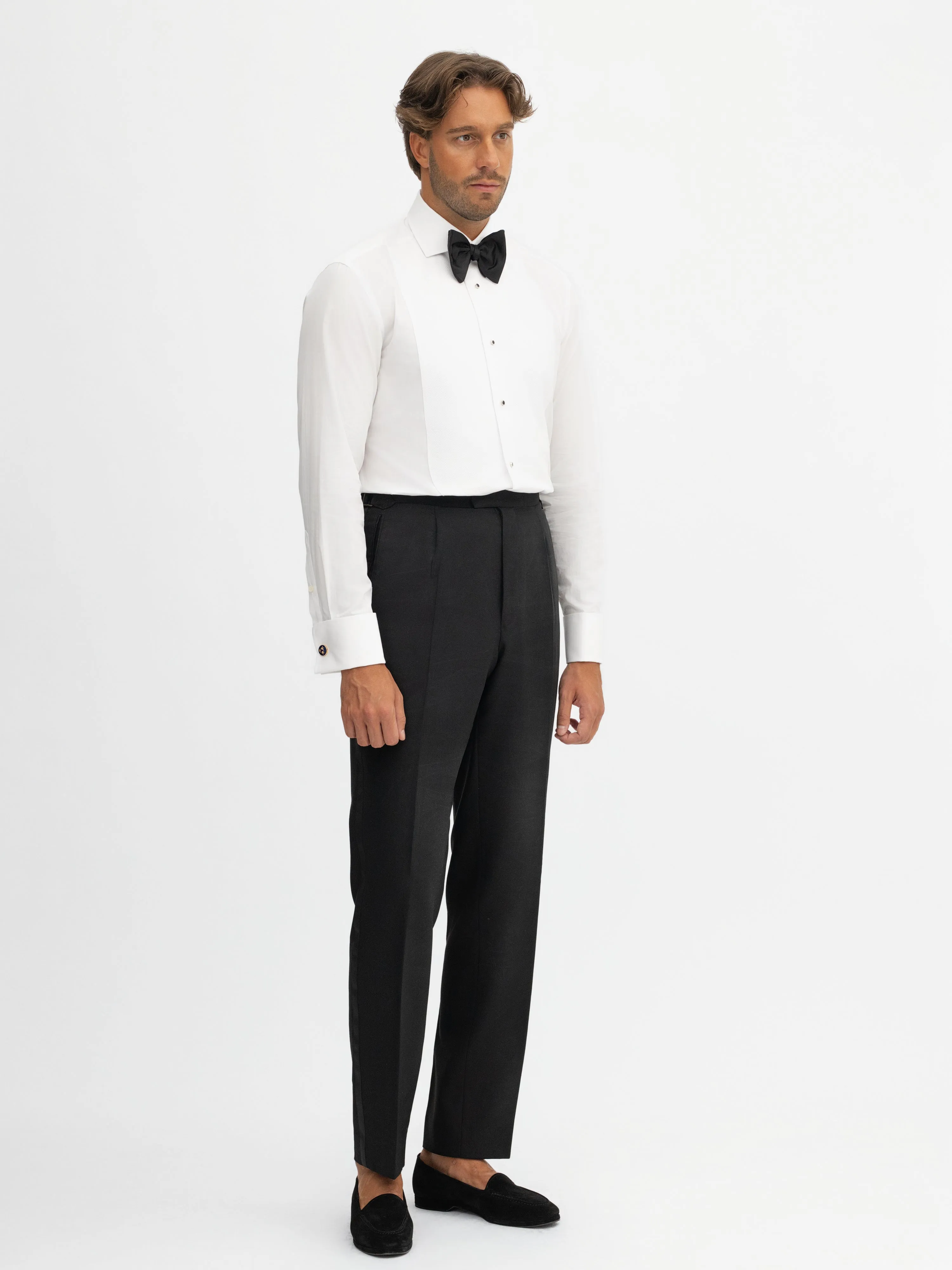 Black S130 Wool Tuxedo Trousers