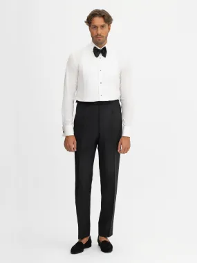 Black S130 Wool Tuxedo Trousers