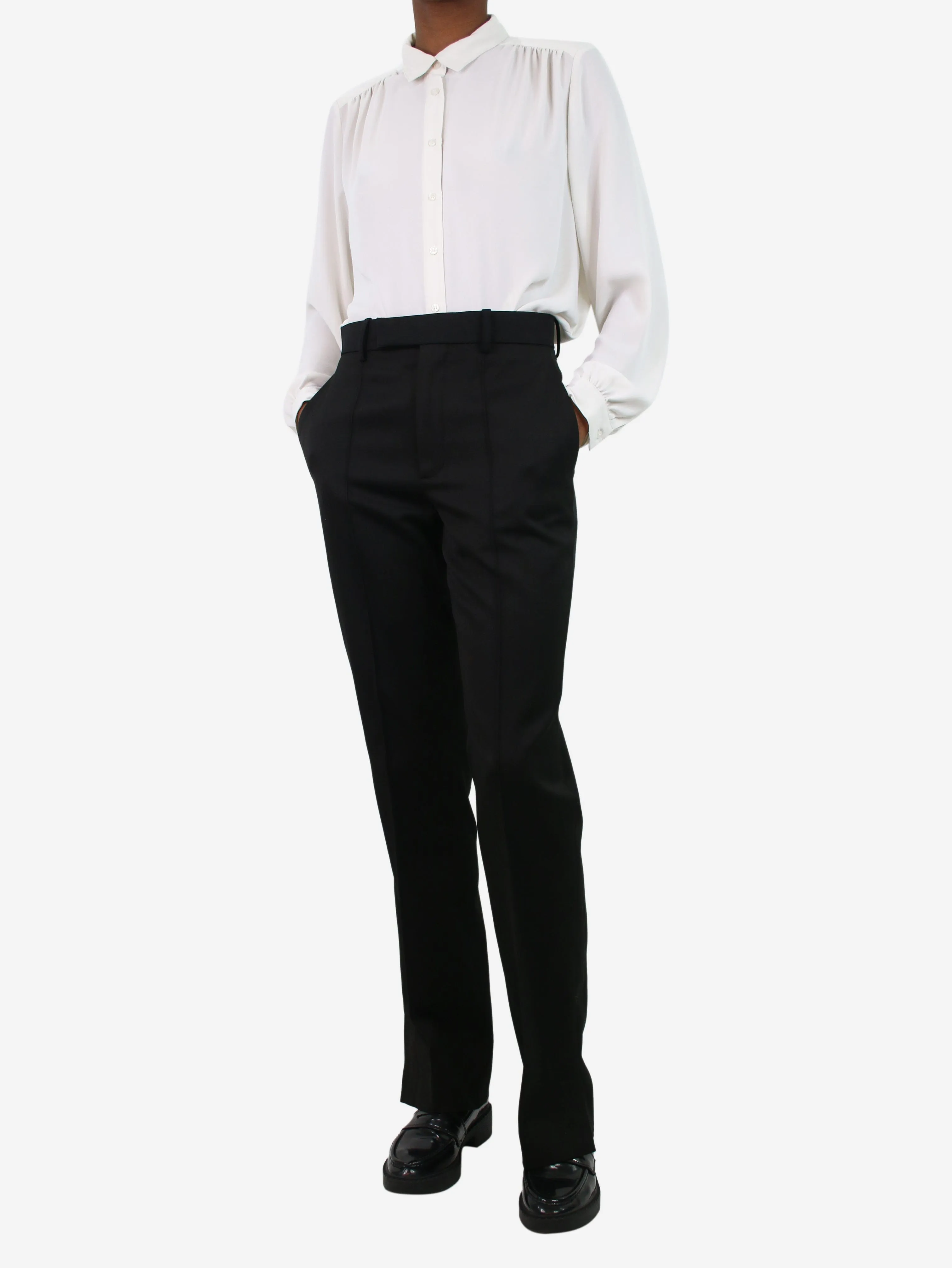 Black straight-leg tailored trousers - size FR 34