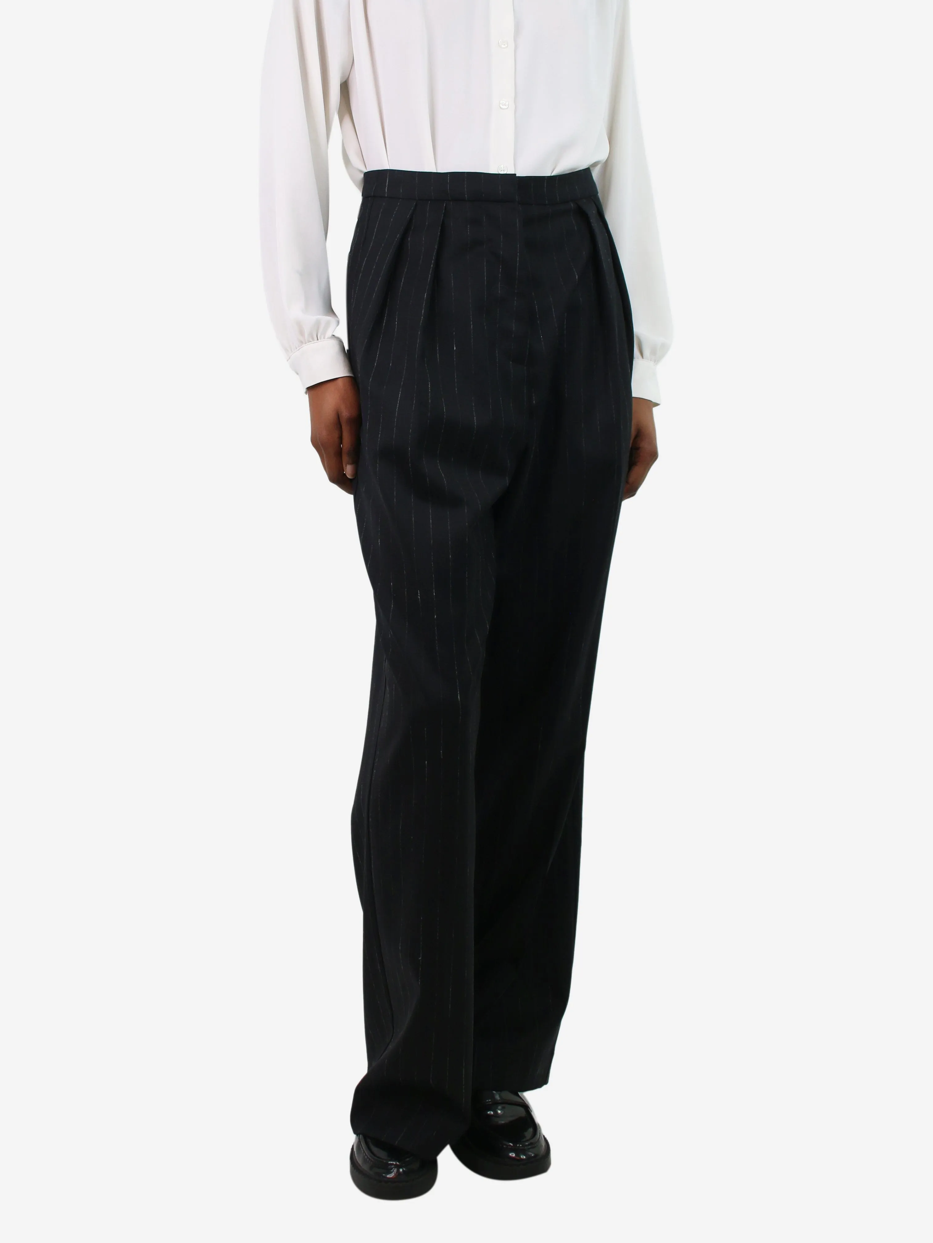 Black wide-leg pinstripe trousers - size FR 34