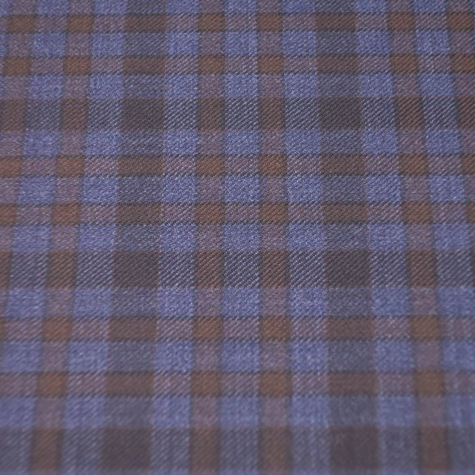 Blue and Coffee Check Superfine Wool Loro Piana Fabric