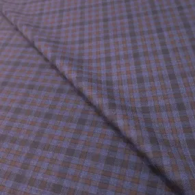 Blue and Coffee Check Superfine Wool Loro Piana Fabric