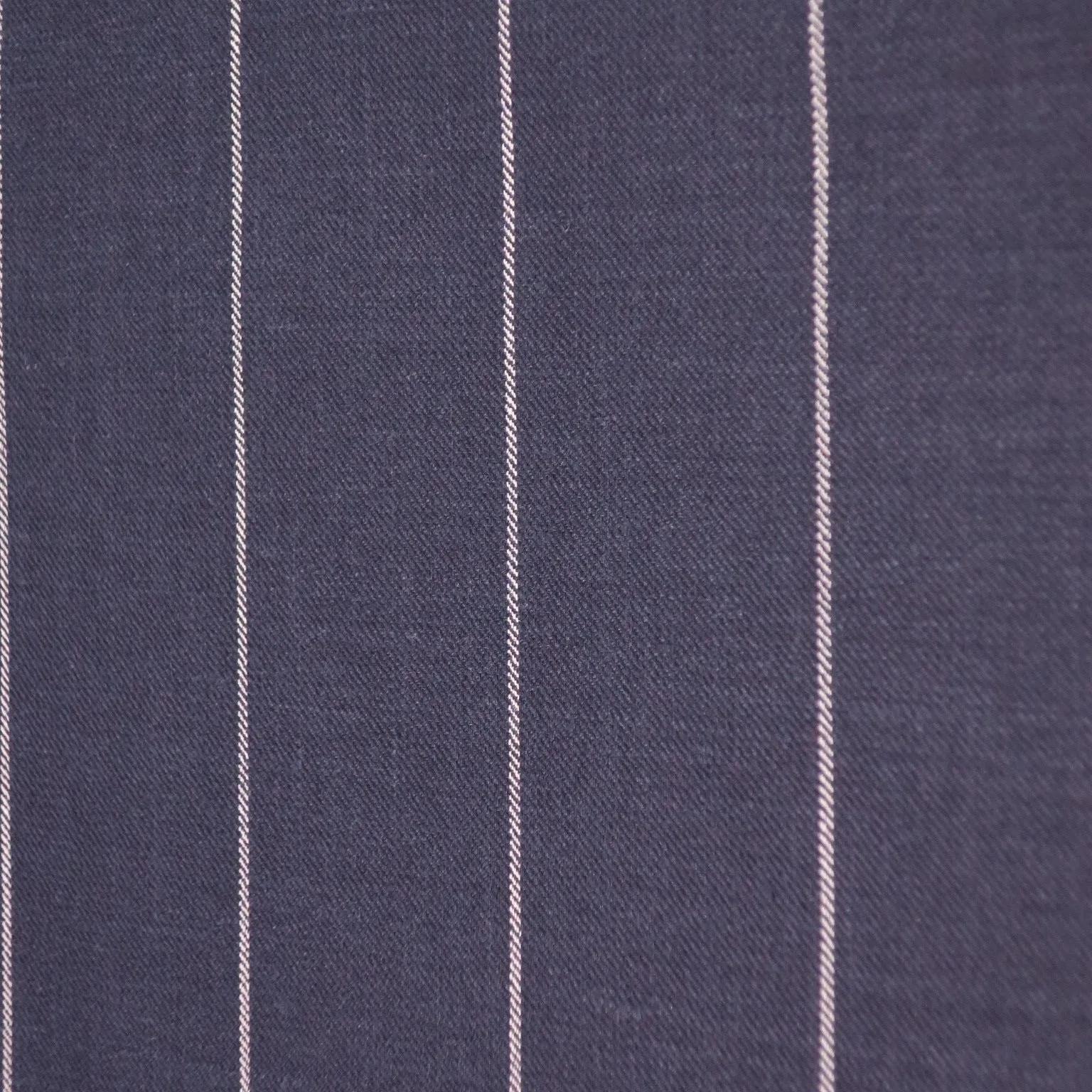 Blue and White Chalk Striped Loro Piana Wool Silk and Linen Fabric