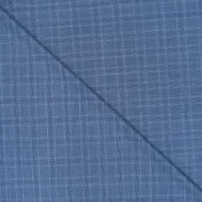 Blue and White Tartan Bleu Shine Super 130's  Ariston Fabric