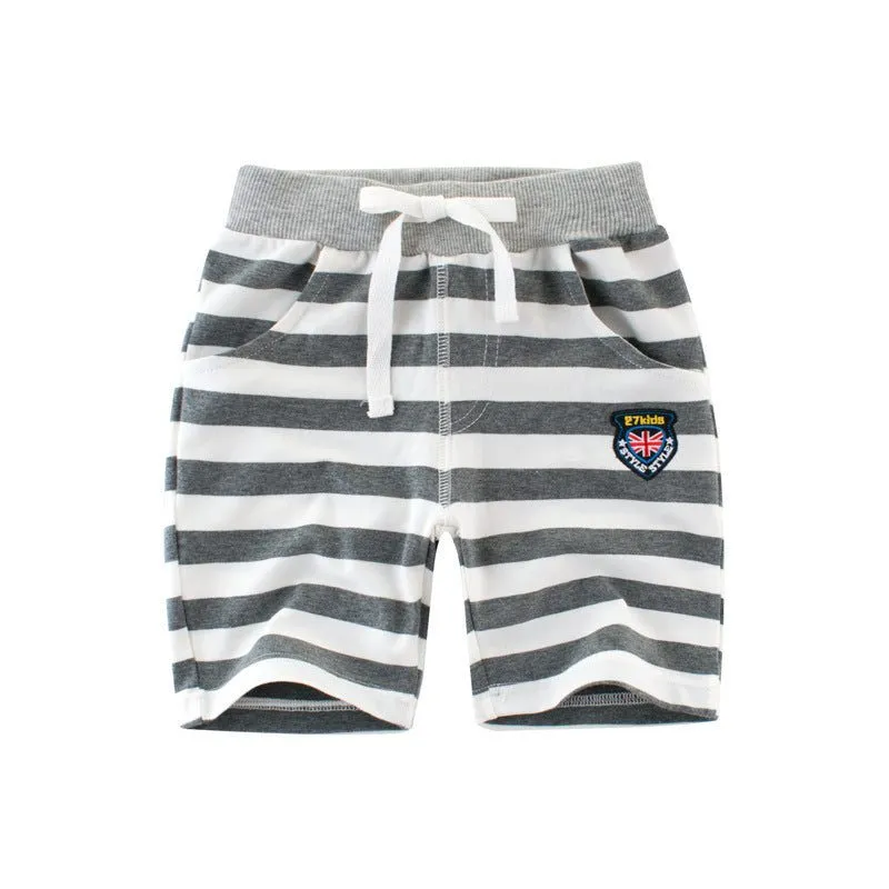 Boys' striped elastic cotton baby Capris summer style