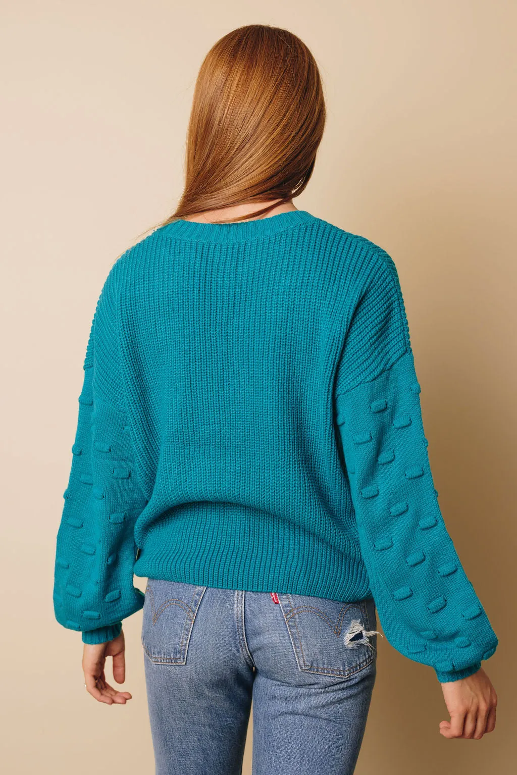 Bubble Sleeve Cropped Knit Sweater