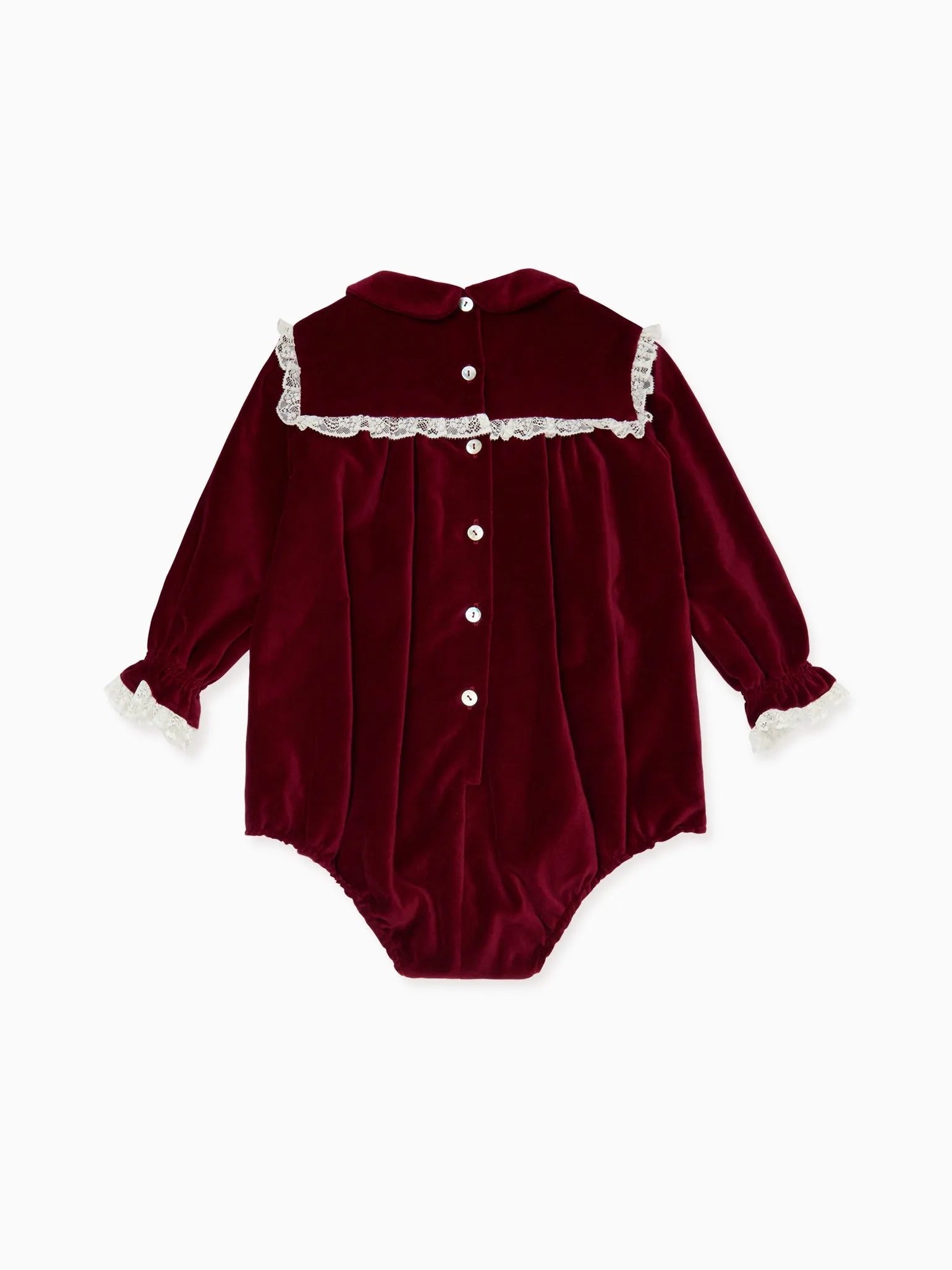 Burgundy Azura Velvet Baby Girl Romper