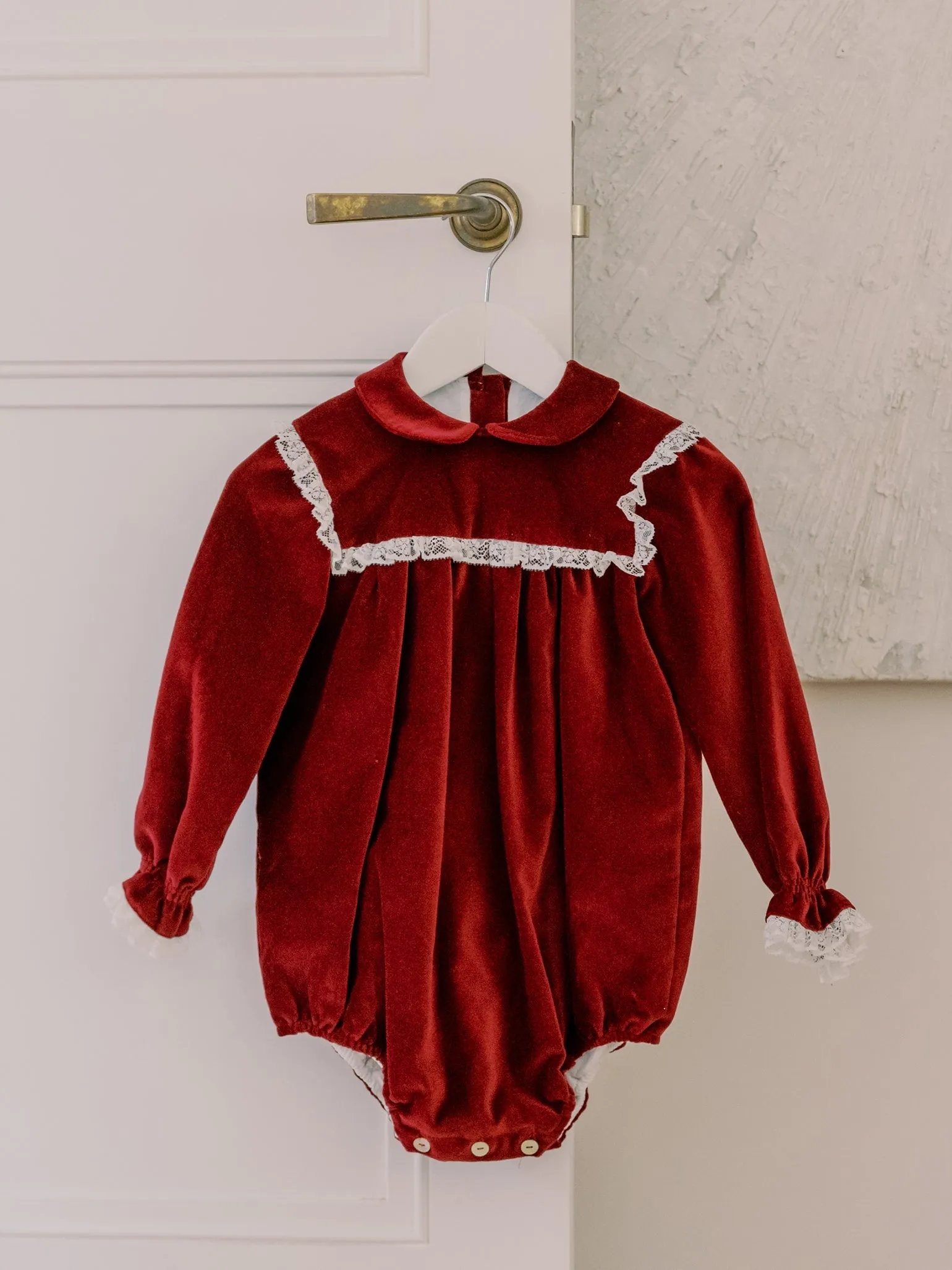 Burgundy Azura Velvet Baby Girl Romper