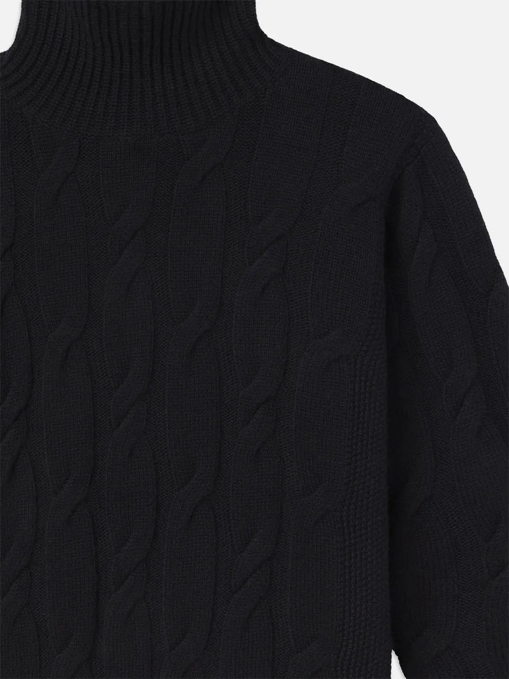 Cable Knit Turtleneck -- Black