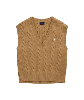 Cable-knit Wool-cashmere Sweater Vest - Brown