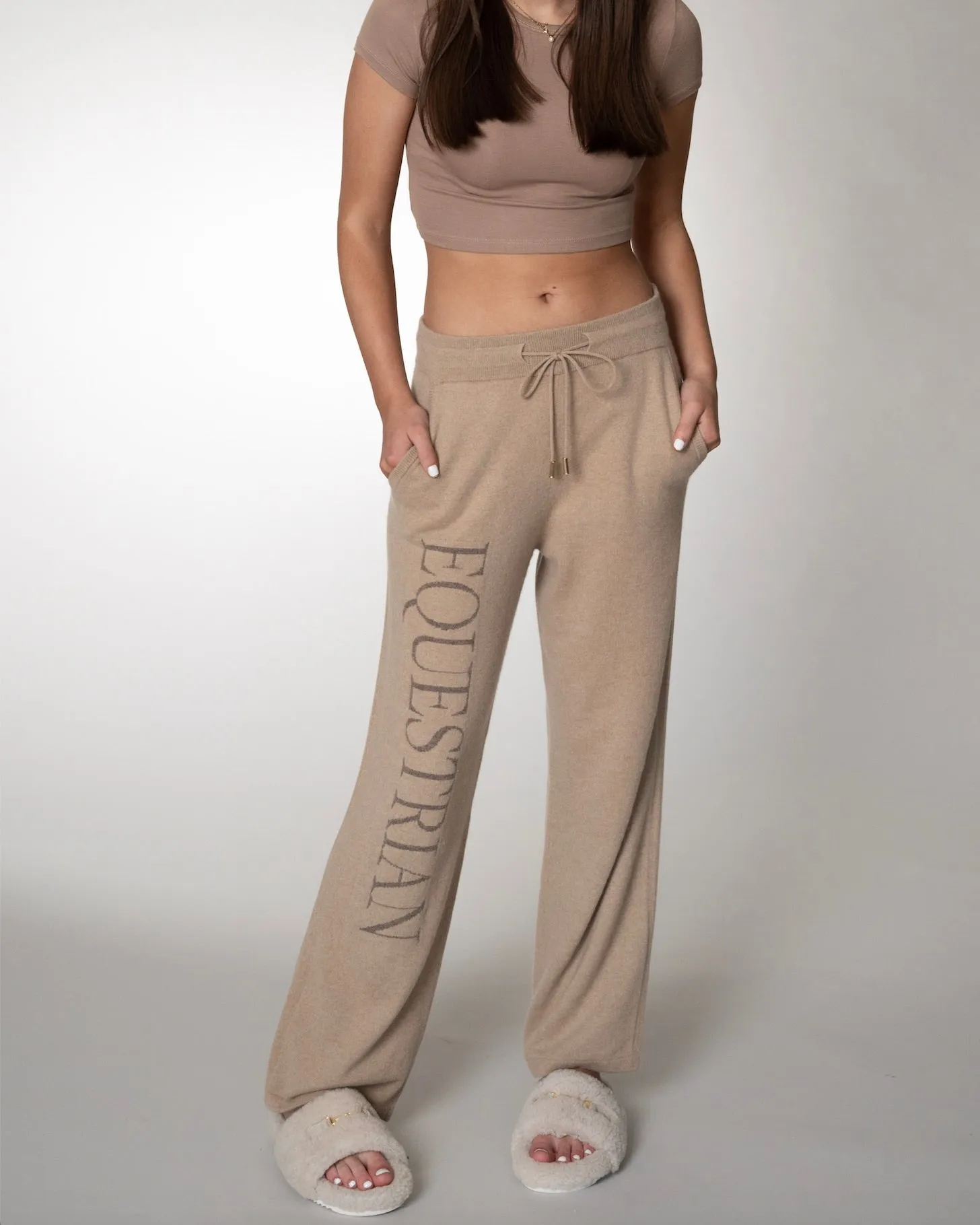 CASHMERE EQUESTRIAN JOGGER PANT LARGE CAMEL