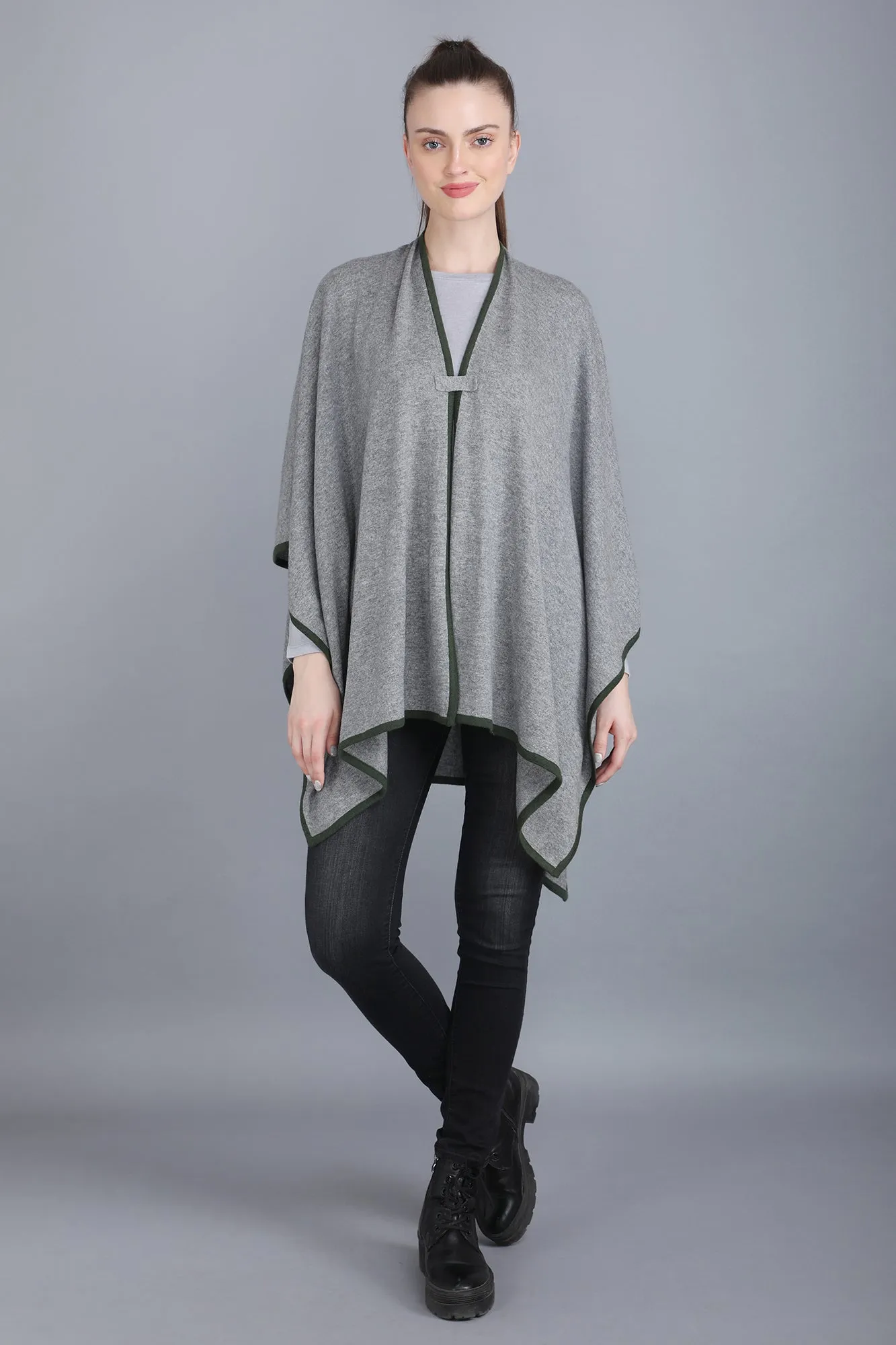 Cashmere Poncho In Grey