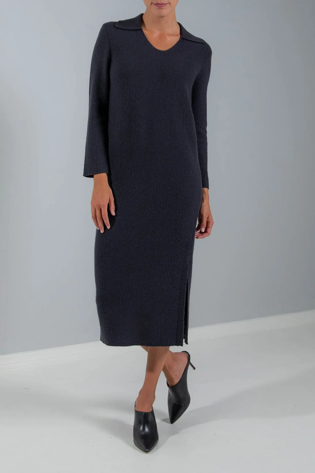 CASHMERE RIB POLO DRESS