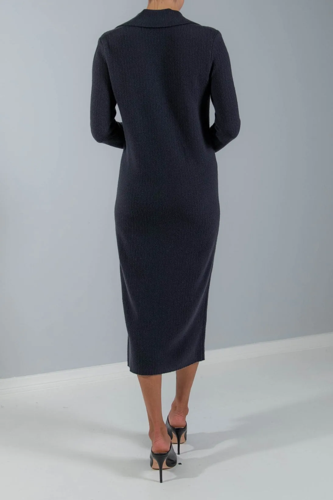 CASHMERE RIB POLO DRESS