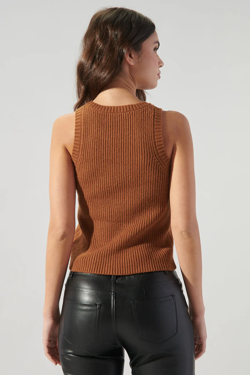 Charter Ribbed Knit Racer Sweater Tank