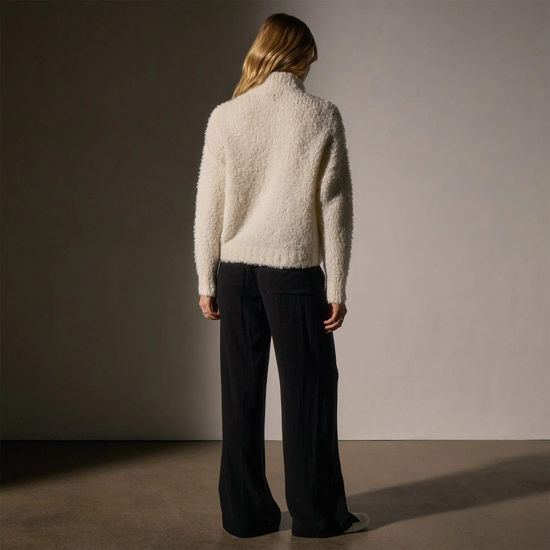 Cloud Knit Cashmere Zip Up - Ivory