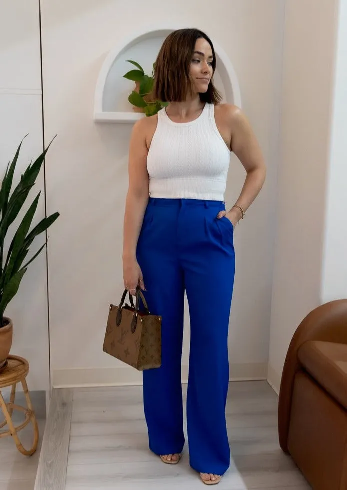 Cobalt Blue Baby High-Waist Trousers