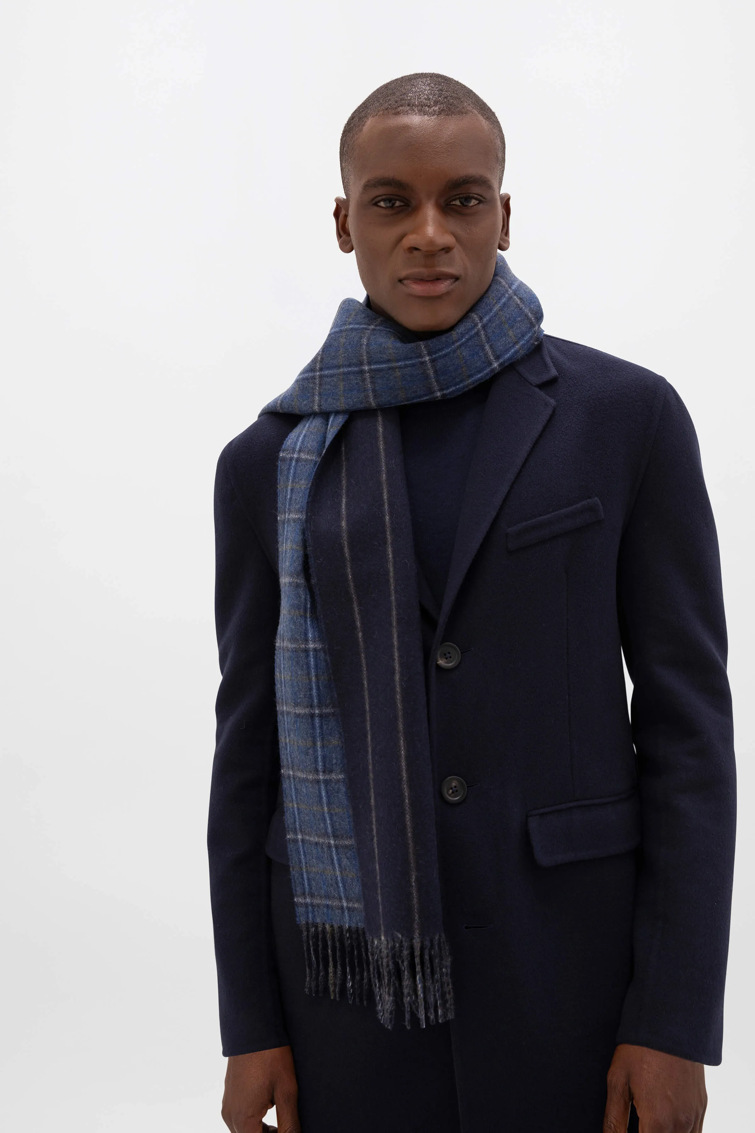 Contrast Check Cashmere Scarf