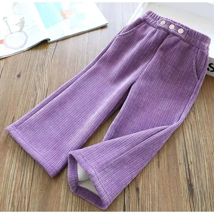 Corduroy Flare Pants with Fleece Lining