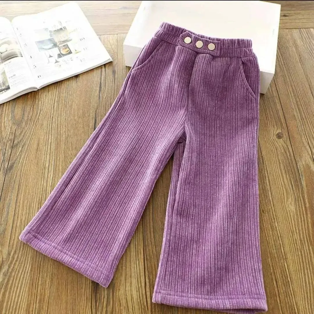 Corduroy Flare Pants with Fleece Lining