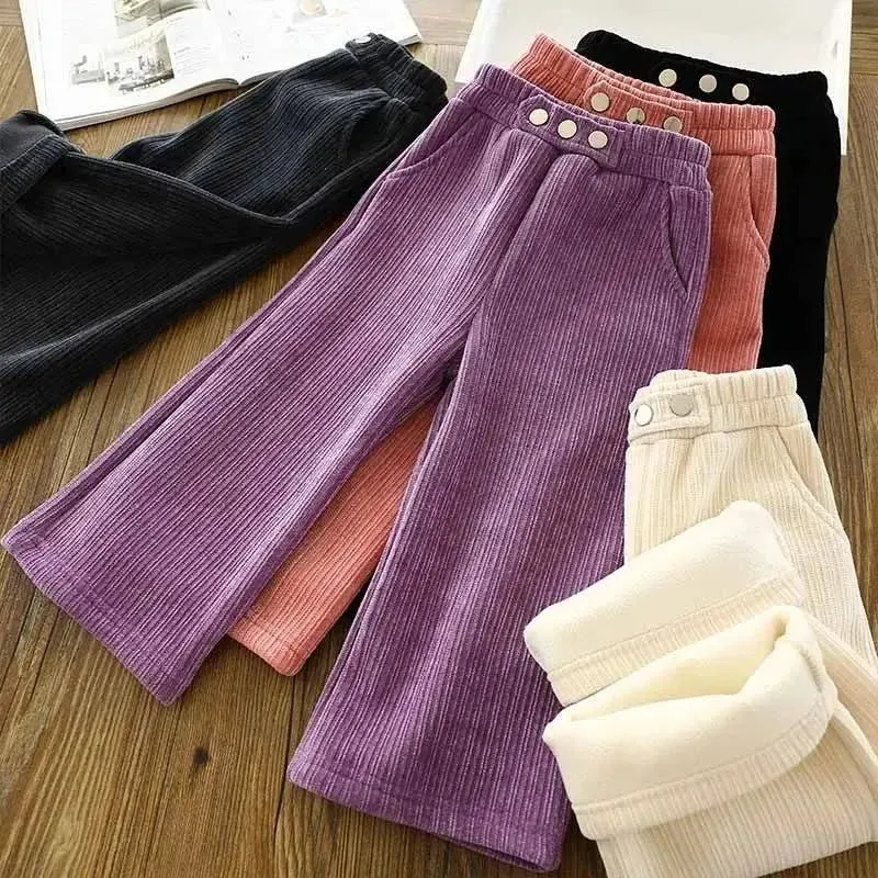 Corduroy Flare Pants with Fleece Lining