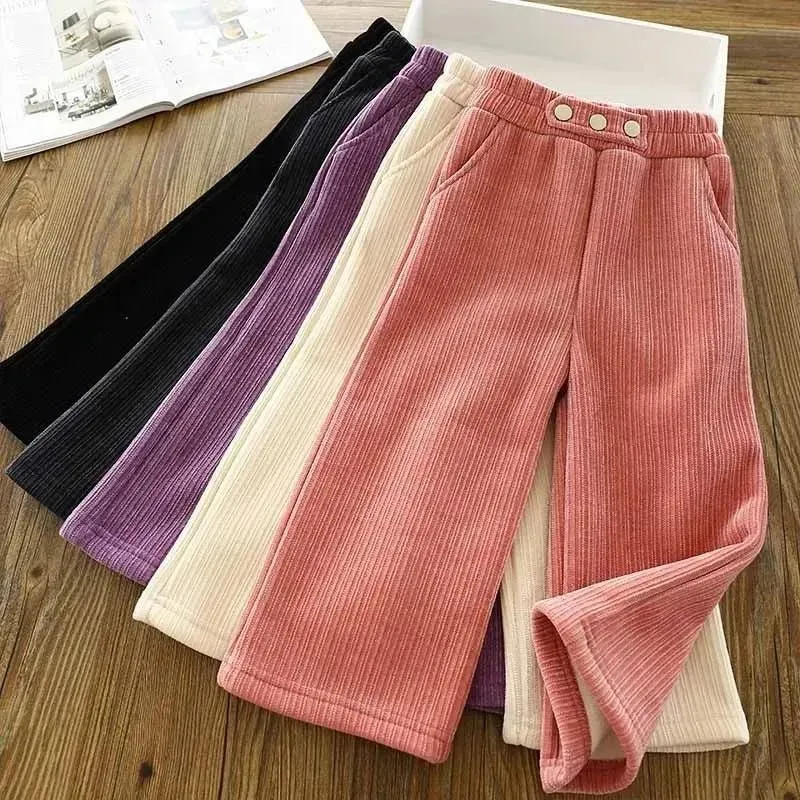 Corduroy Flare Pants with Fleece Lining