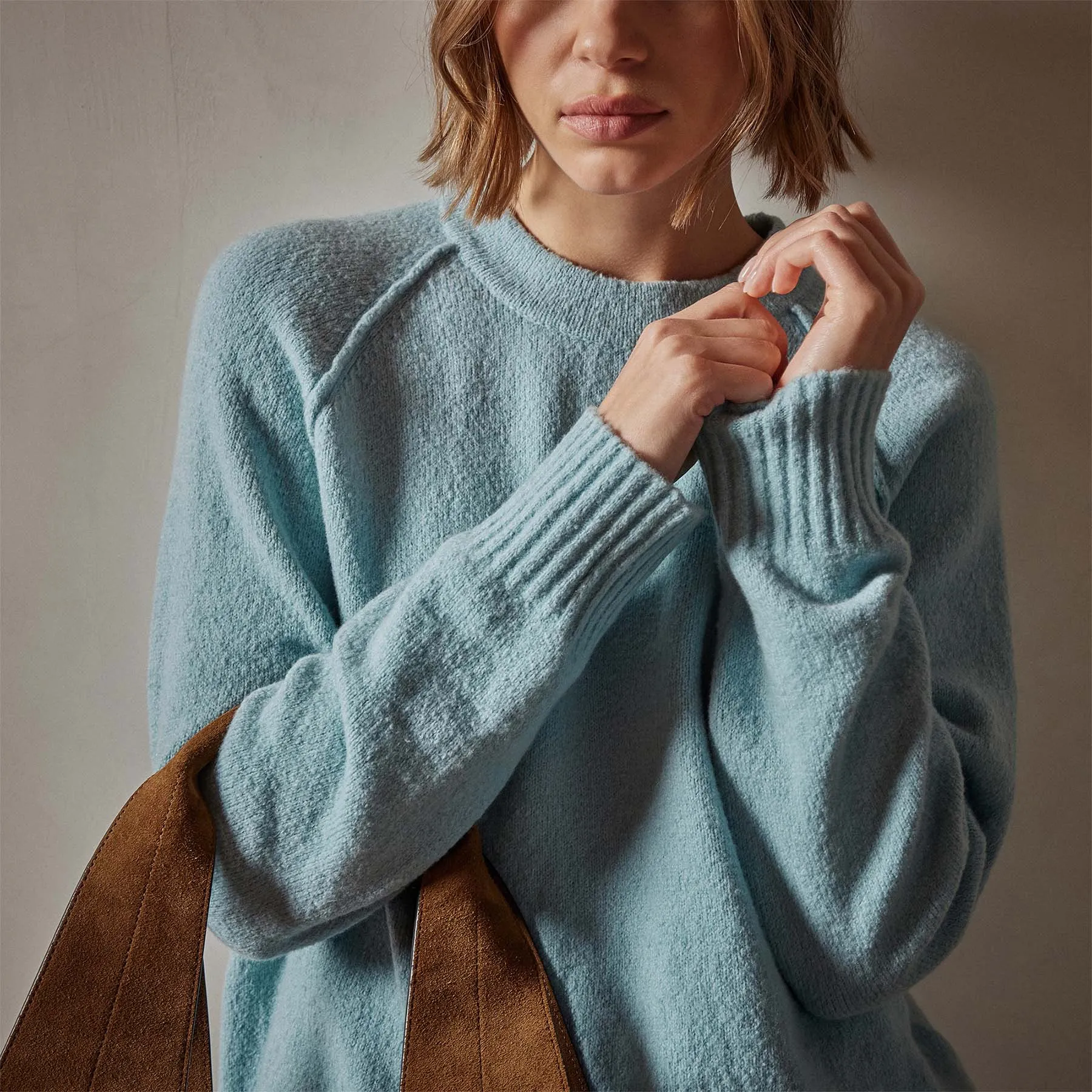 Cotton Cashmere Blend Pullover - Baby Blue