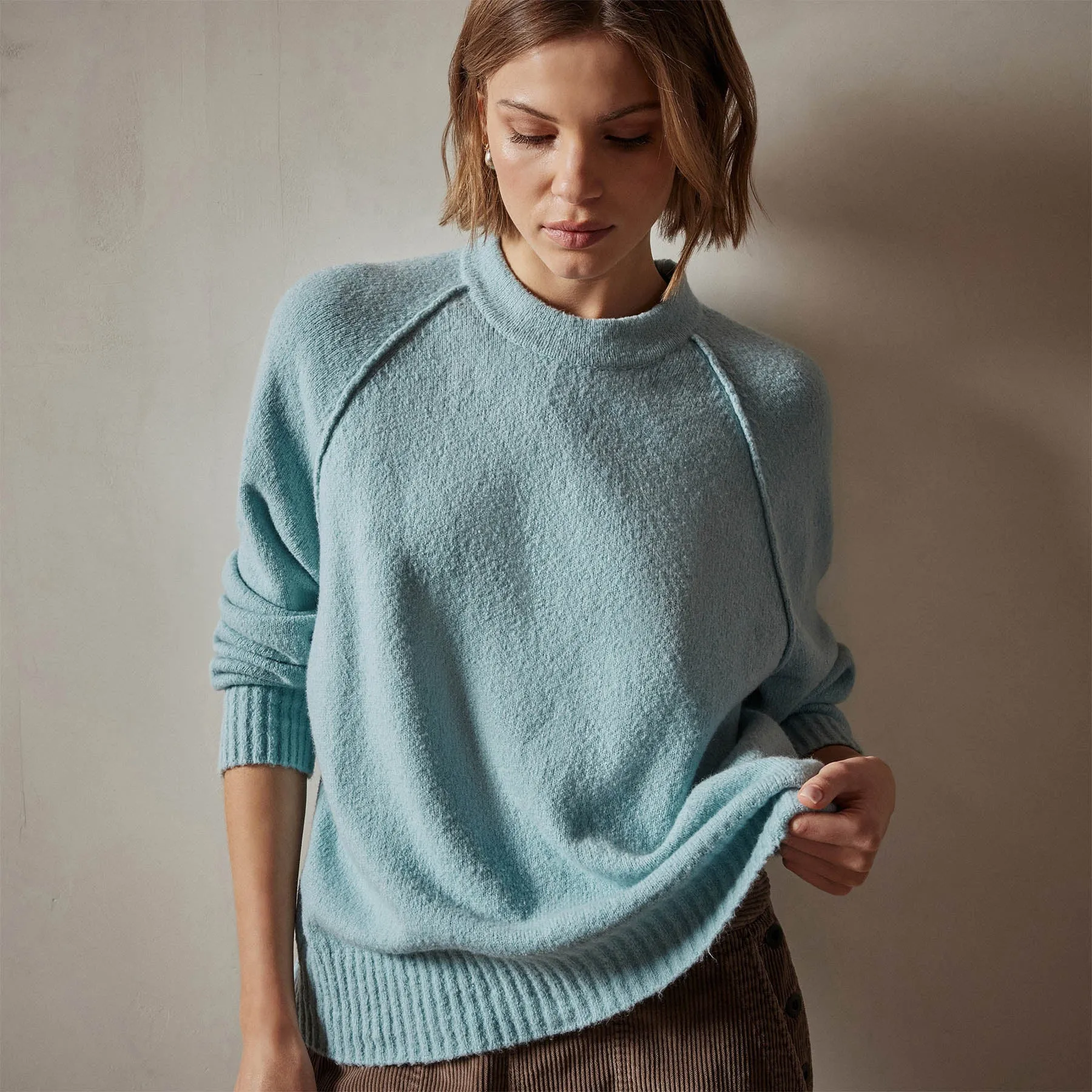 Cotton Cashmere Blend Pullover - Baby Blue