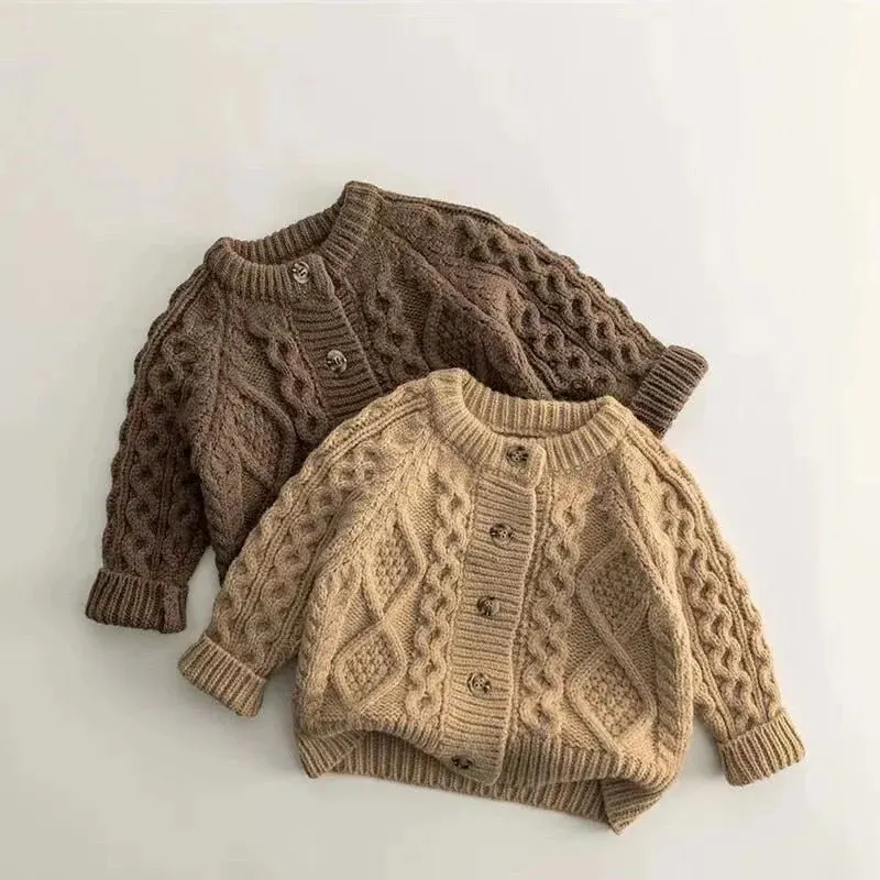 Cozy Knitted Unisex Kids Sweater Jacket for Autumn and Winter