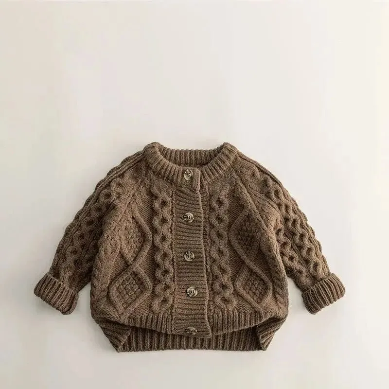 Cozy Knitted Unisex Kids Sweater Jacket for Autumn and Winter