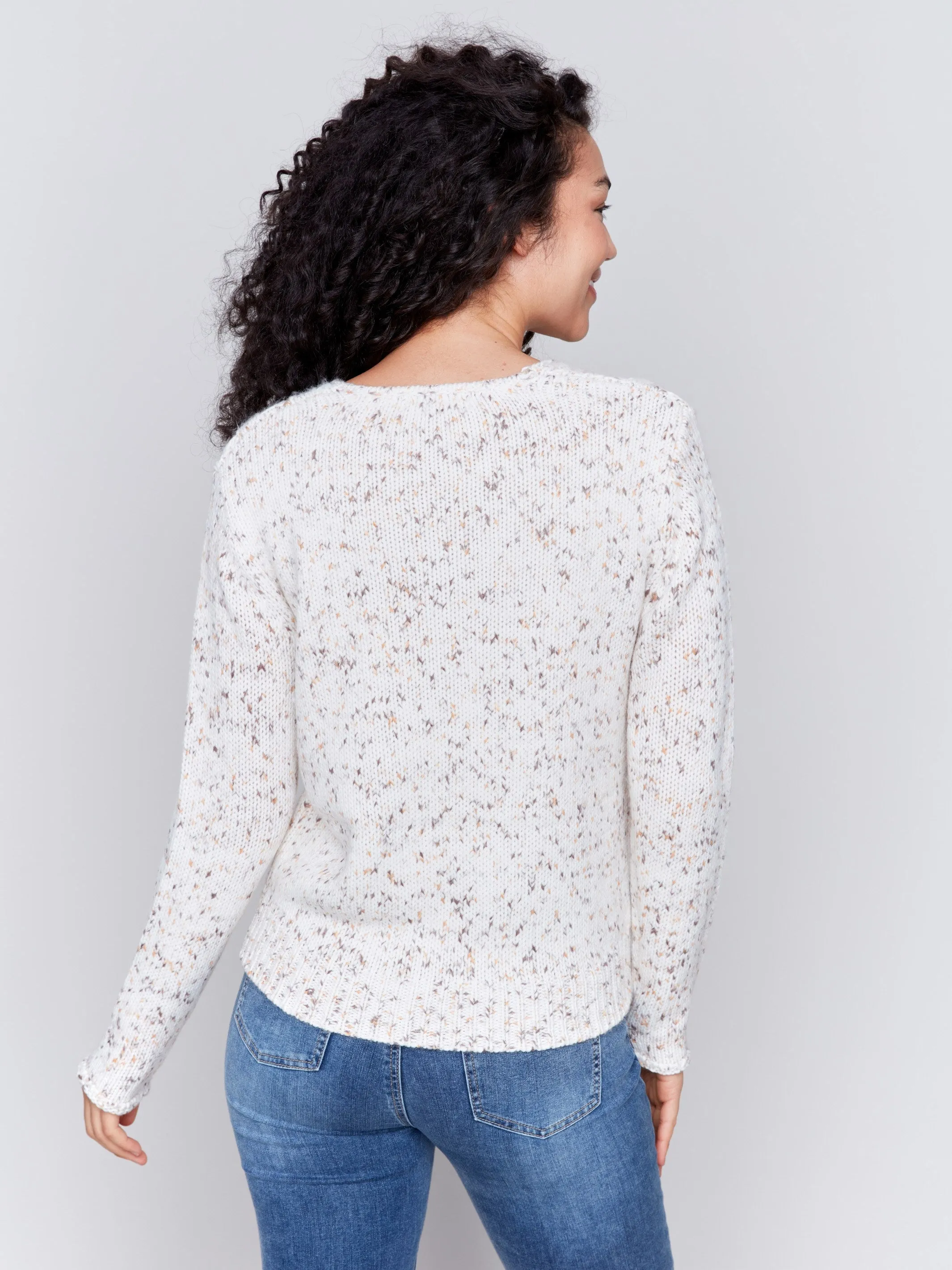 Cozy Nep Yarn Sweater - Cream Flecks