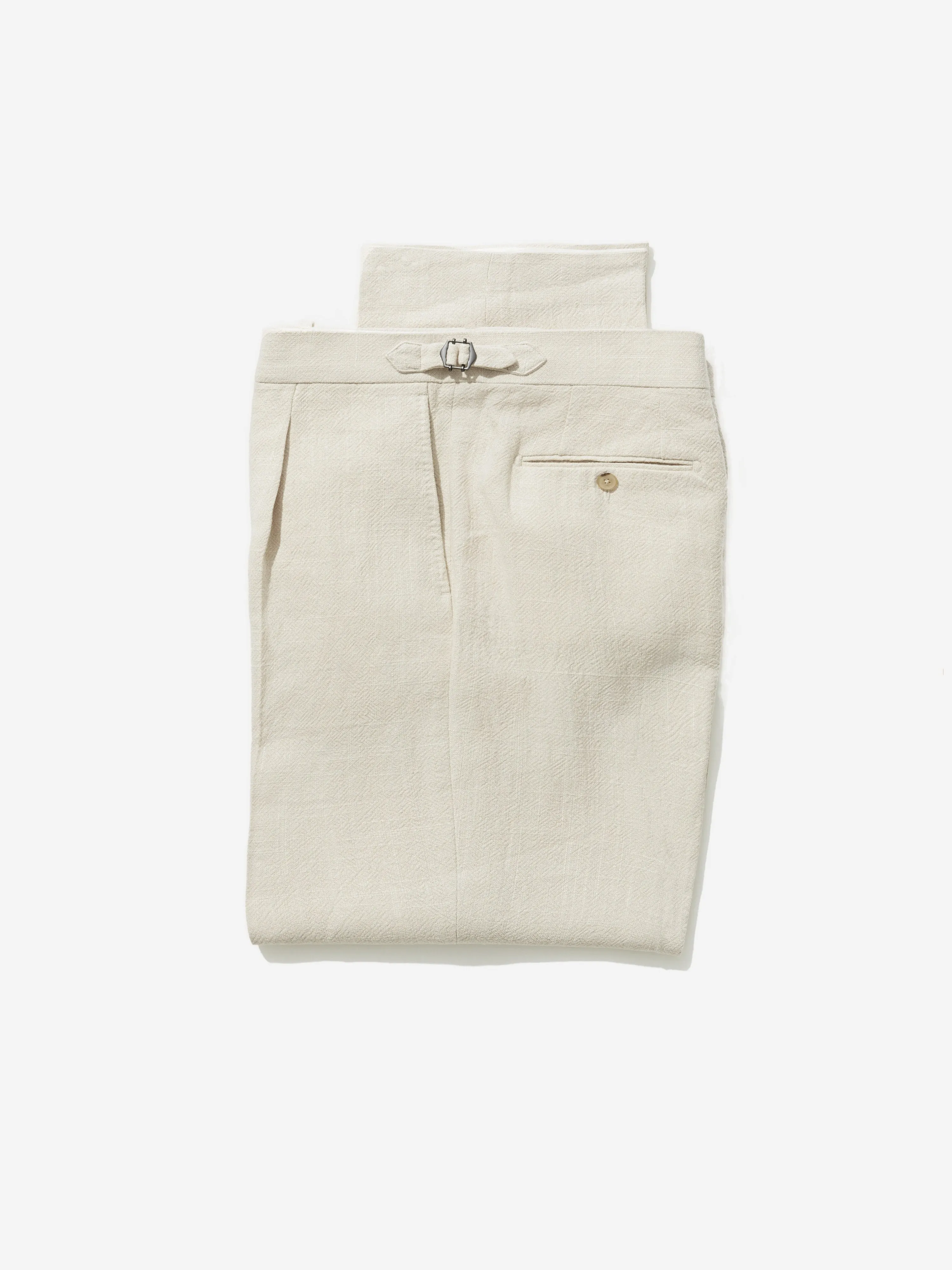 Cream Stonewashed Linen Oscar Trousers (Wide Fit)