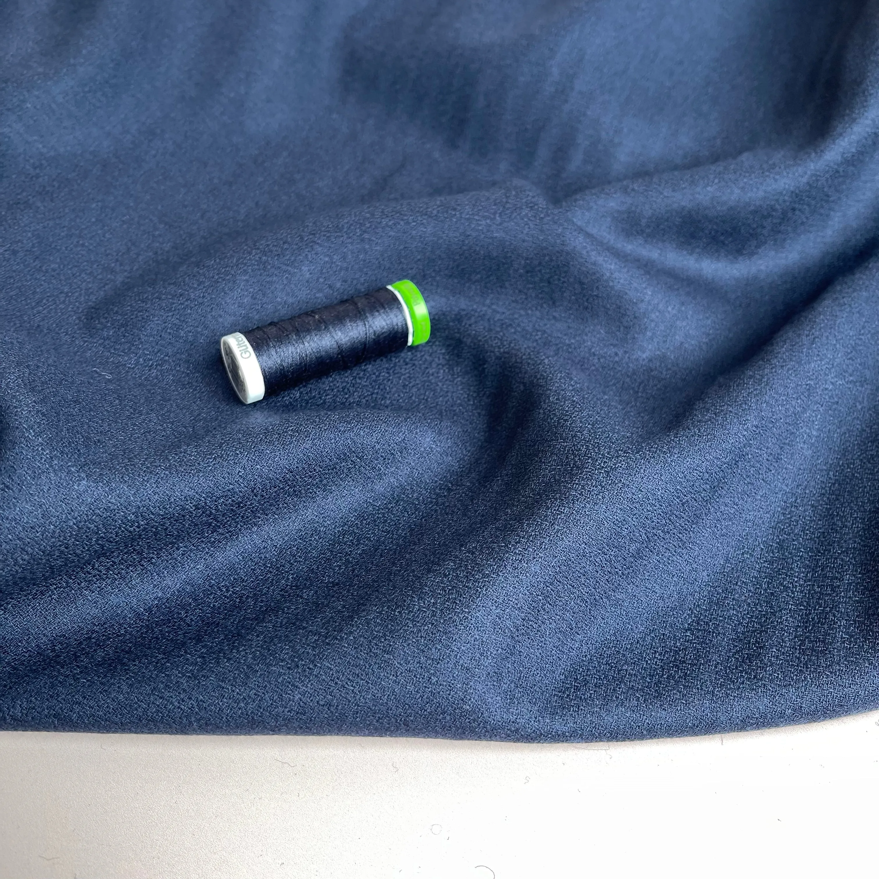 Deadstock Pure Wool Crepe Fabric in Navy