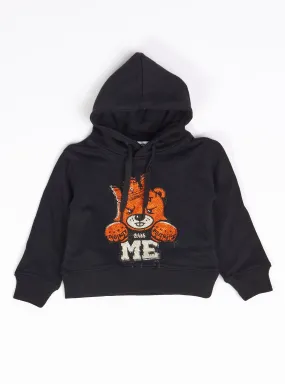 DNA Kids Hoodie - Don't Mess With Me - Black With Orange & Clear Stones