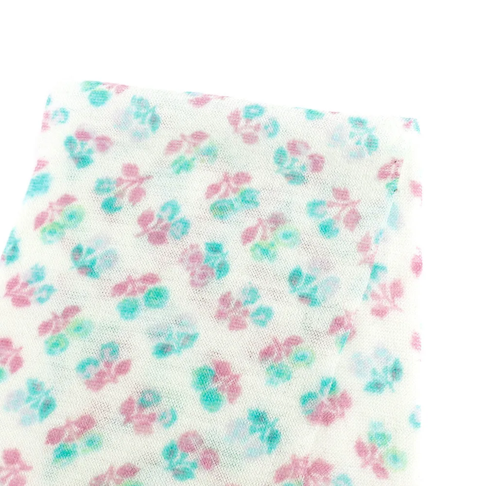 Floral Motif Wool Jersey - Purple / Turquoise