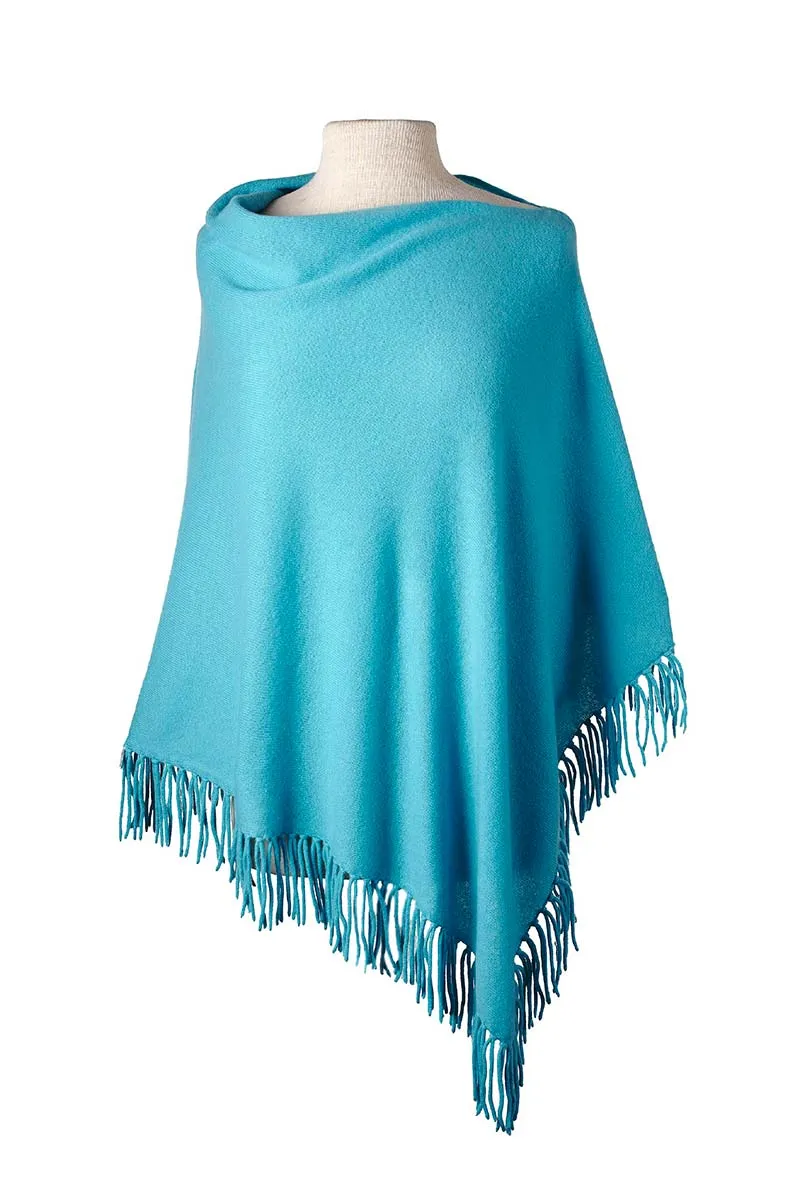 Fringed Poncho - Turquoise