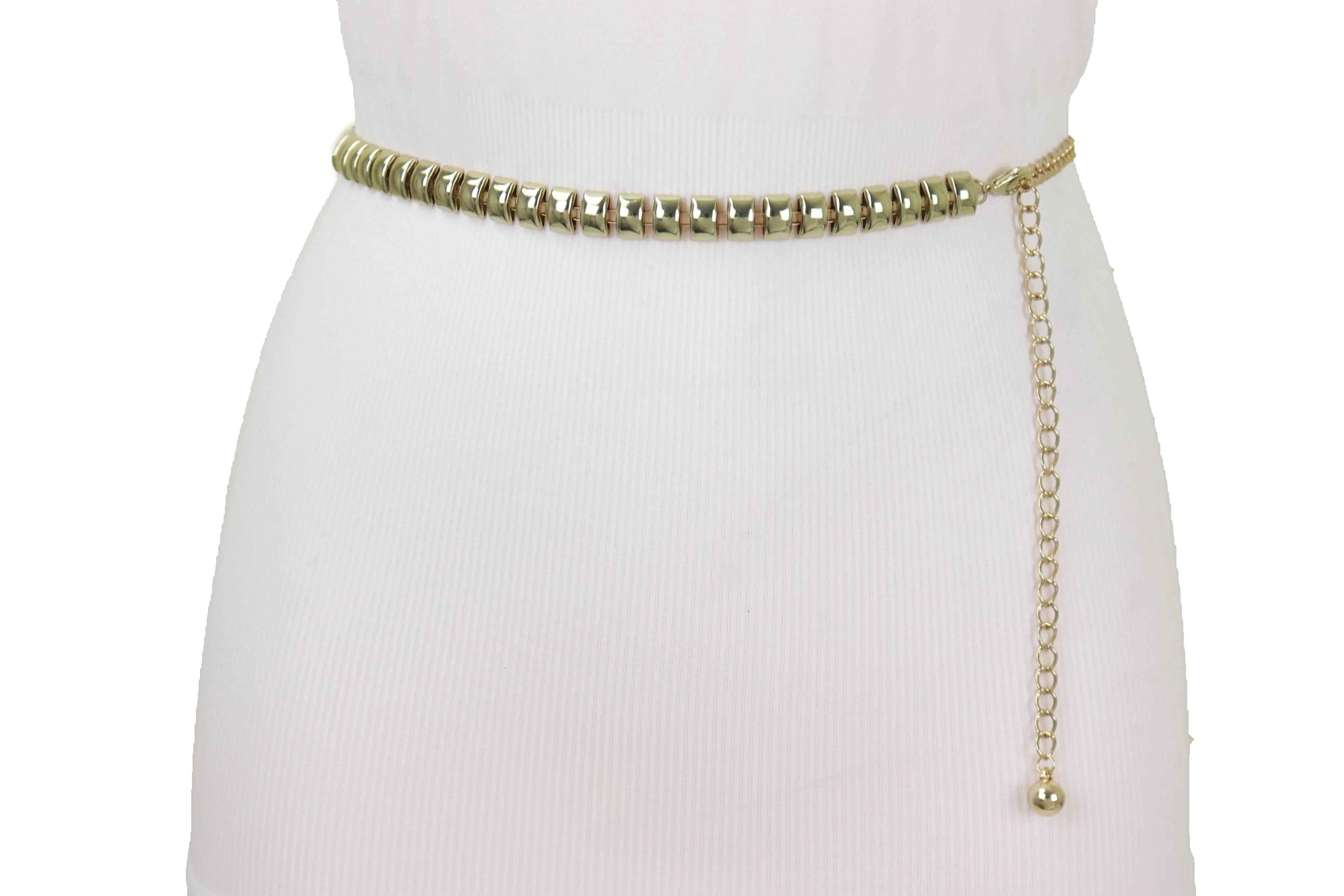 Gold Metal Chain Belt Square Charm S M