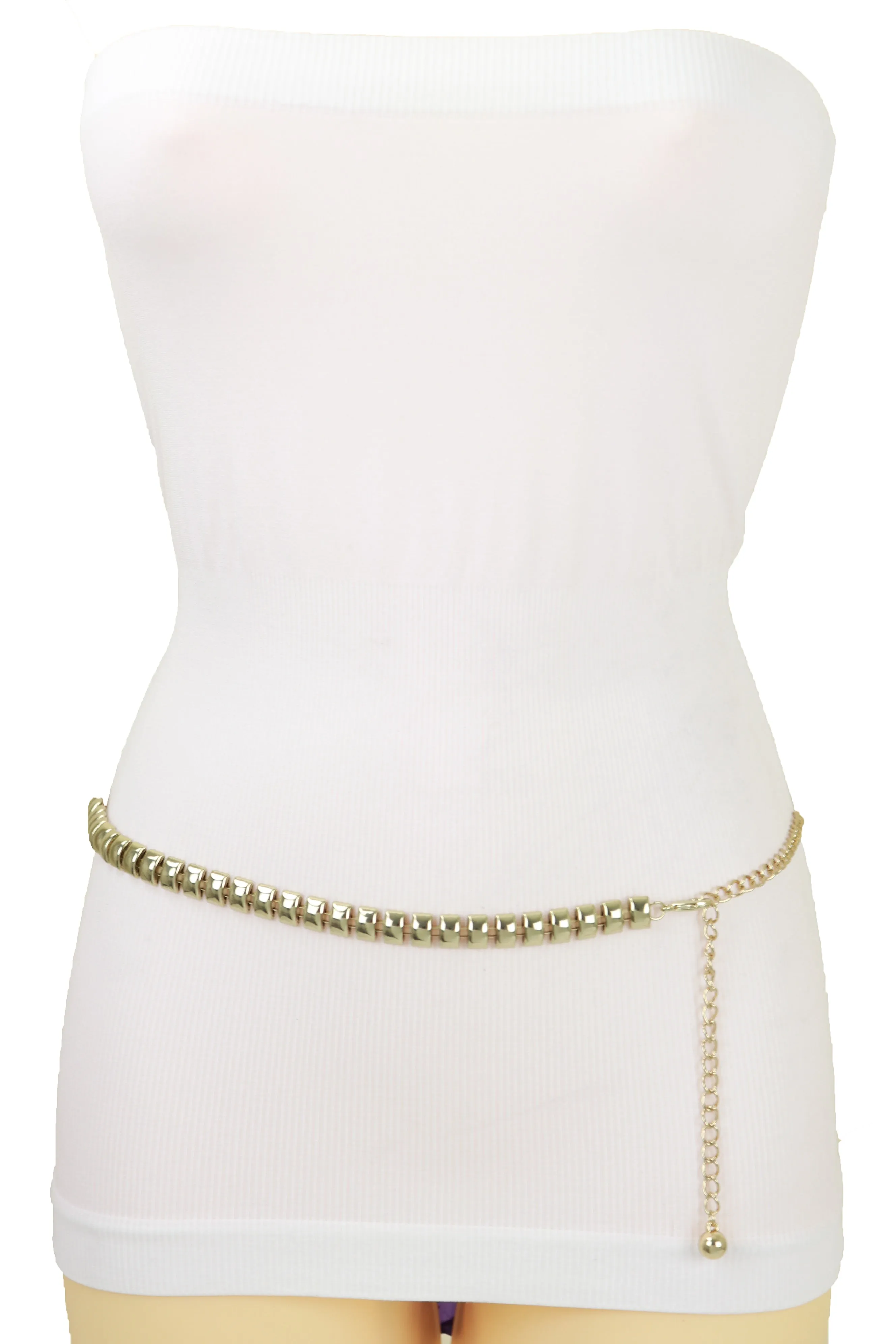 Gold Metal Chain Belt Square Charm S M