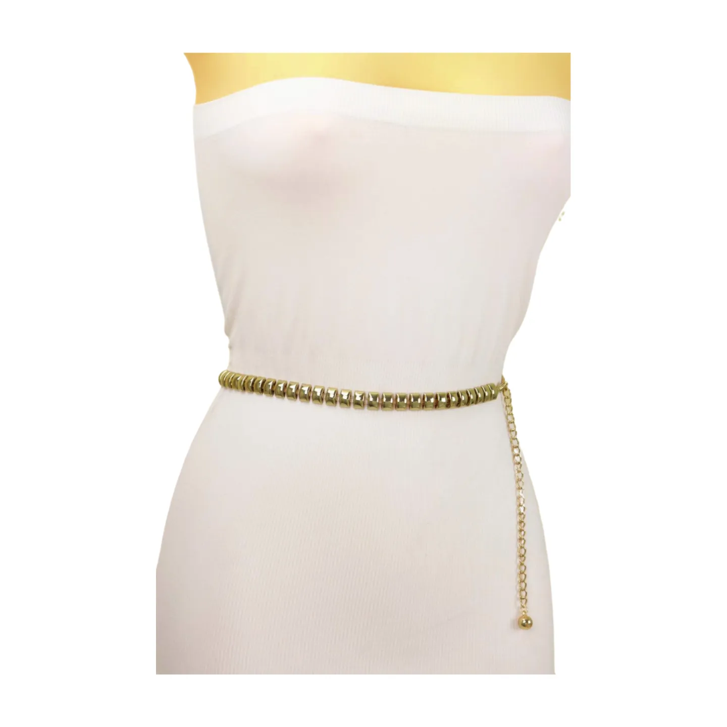 Gold Metal Chain Belt Square Charm S M