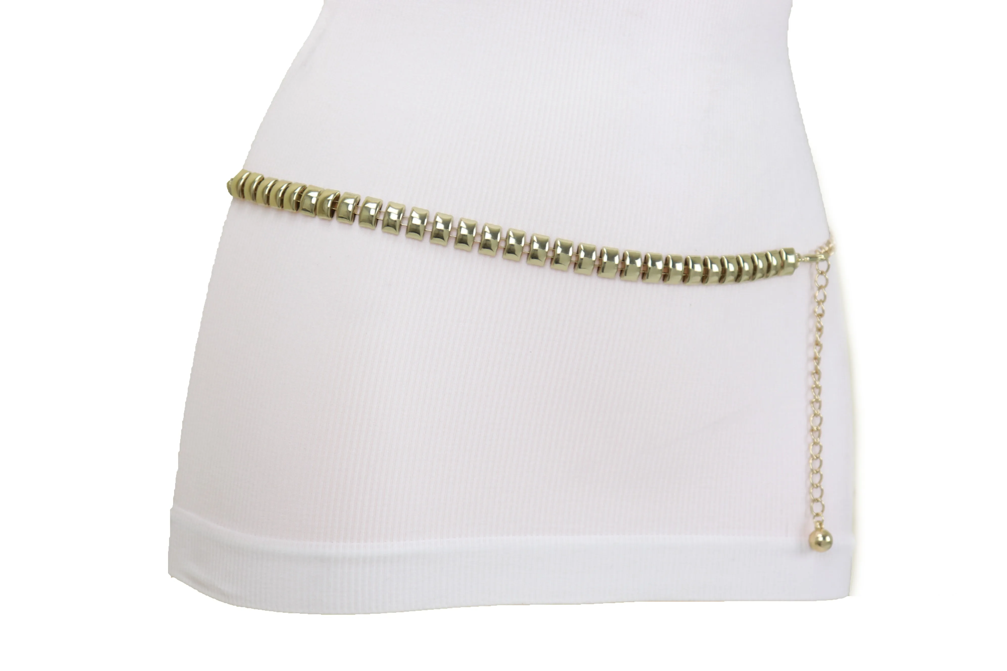 Gold Metal Chain Belt Square Charm S M